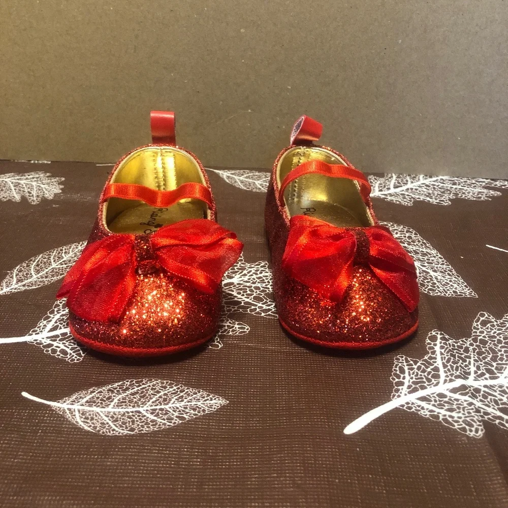 Rising Star infant red Glitter Soft shoe Size 6-9M NWOT